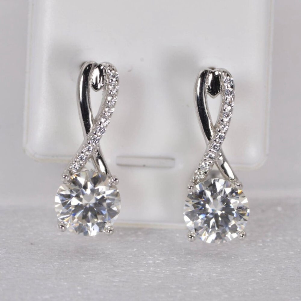 All Moissanite Infinity Hoop Earrings 925 Sterling
